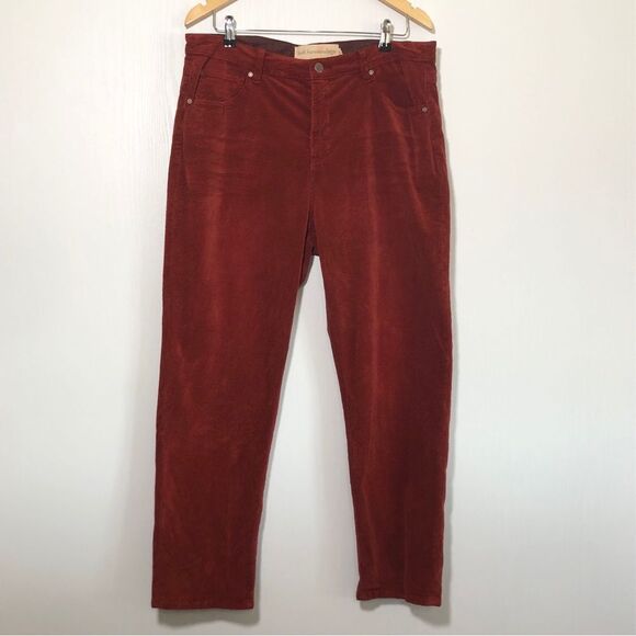 Soft Surroundings Pants Womens 16 Brick Red Corduroy Girlfriend Slimming Tummy - Picture 1 of 10